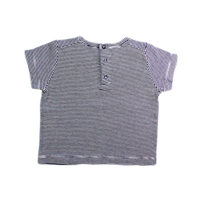 A Blue Short Sleeve T Shirts from Petit Bateau in size 6-12M for boy. (Back View)