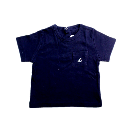 A Navy Short Sleeve T Shirts from Petit Bateau in size 6-12M for boy. (Front View)