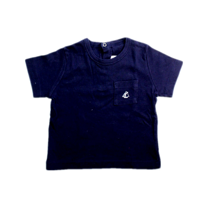 A Navy Short Sleeve T Shirts from Petit Bateau in size 6-12M for boy. (Front View)