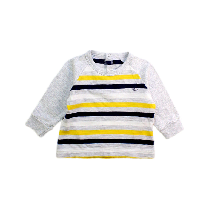 A Grey Long Sleeve T Shirts from Petit Bateau in size 3-6M for boy. (Front View)