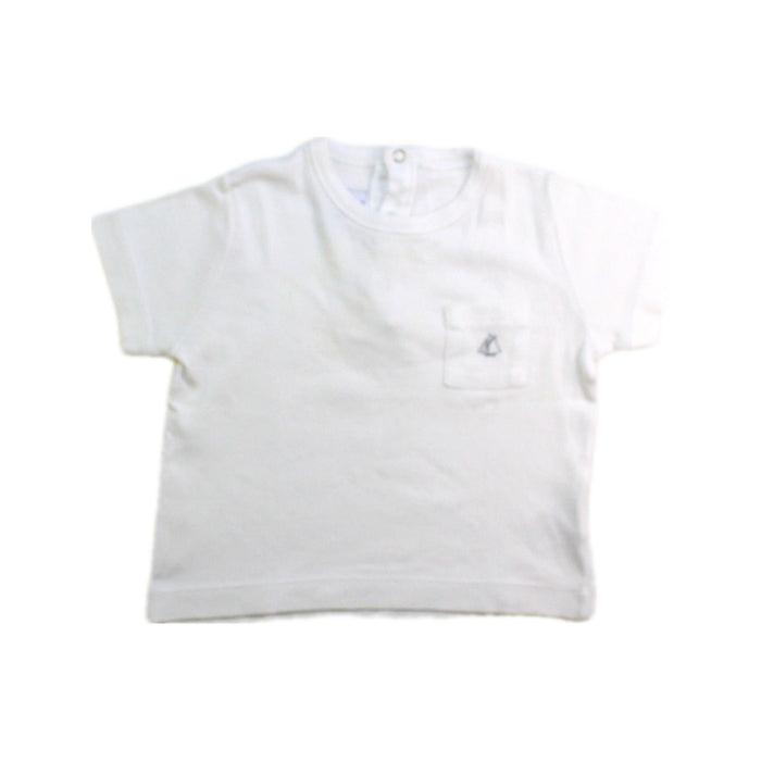 A White Short Sleeve T Shirts from Petit Bateau in size 6-12M for boy. (Front View)