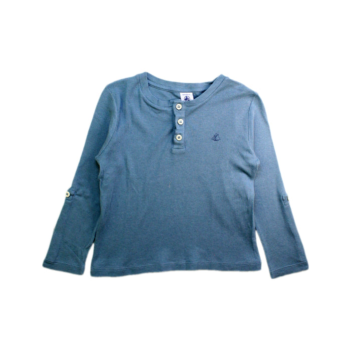 A Blue Long Sleeve Tops from Petit Bateau in size 3T for boy. (Front View)