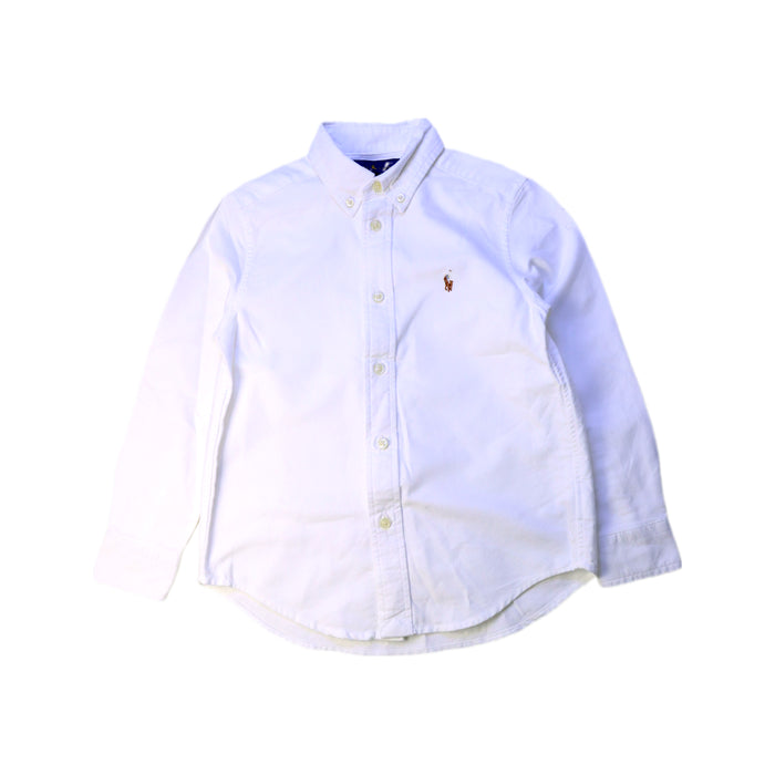 A White Long Sleeve Shirts from Ralph Lauren in size 5T for boy. (Front View)