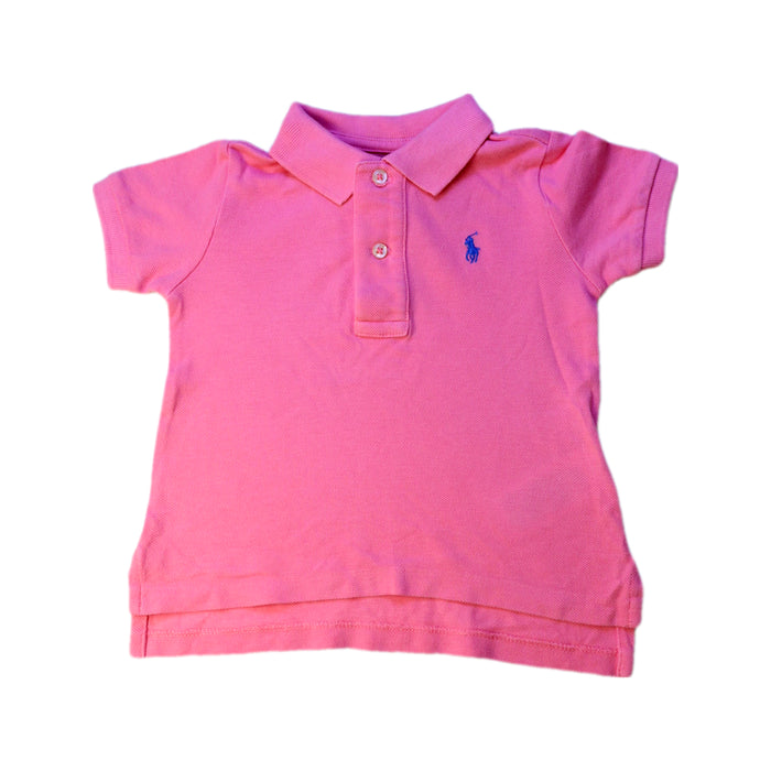 A Pink Short Sleeve Polos from Ralph Lauren in size 6-12M for boy. (Front View)