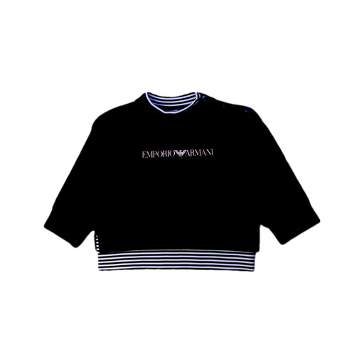A Black Crewneck Sweatshirts from Armani in size 3-6M for boy. (Front View)