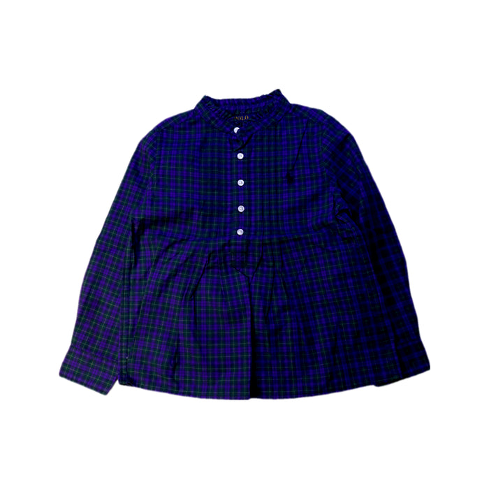 A Blue Long Sleeve Shirts from Polo Ralph Lauren in size 4T for girl. (Front View)