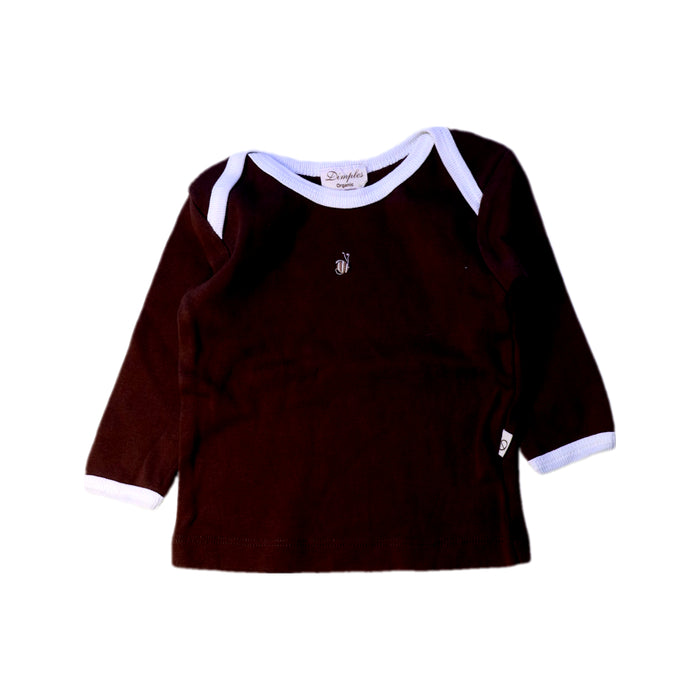 A Brown Long Sleeve Tops from Dimples in size 0-3M for neutral. (Front View)