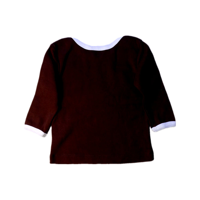 A Brown Long Sleeve Tops from Dimples in size 0-3M for neutral. (Back View)