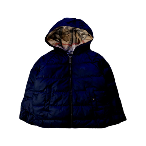 A Navy Puffer/Quilted Jackets from Burberry in size 2T for boy. (Front View)