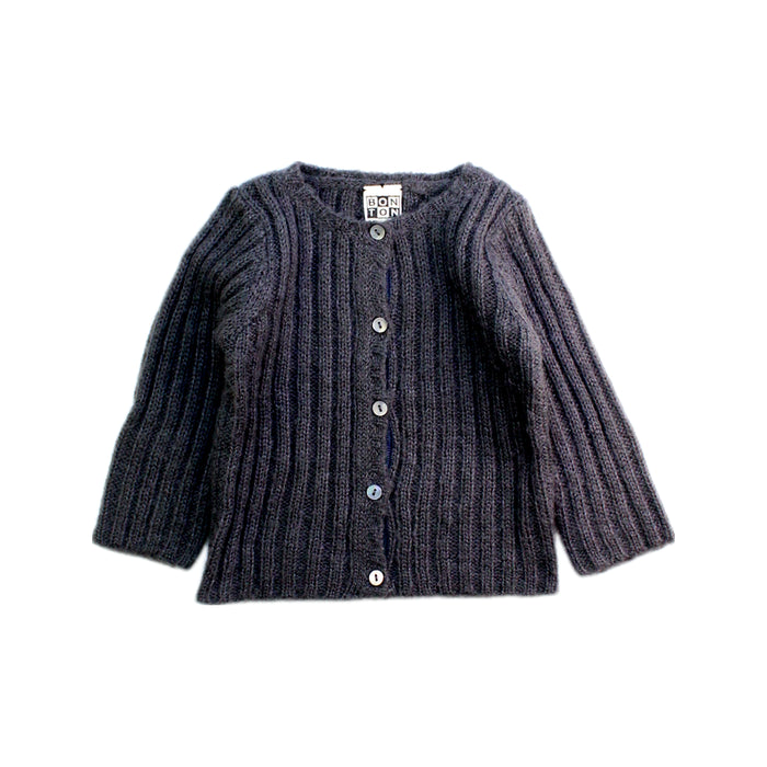 A Grey Cardigans from Bonton in size 12-18M for neutral. (Front View)