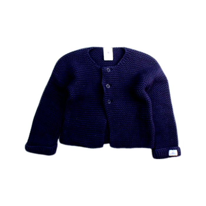A Navy Cardigans from Petit Bateau in size 12-18M for neutral. (Front View)
