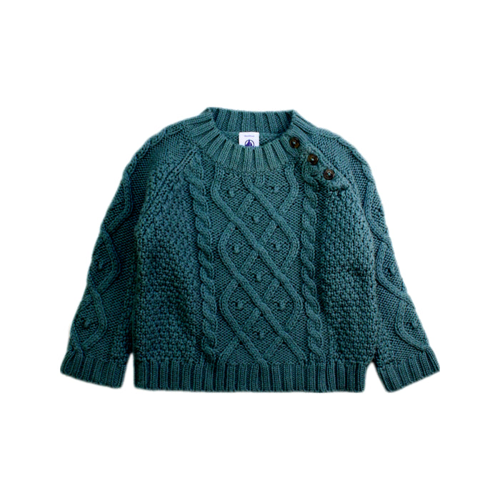 A Teal Knit Sweaters from Petit Bateau in size 12-18M for boy. (Front View)