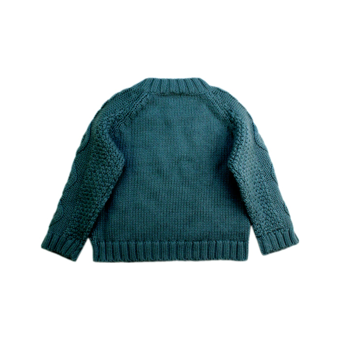 A Teal Knit Sweaters from Petit Bateau in size 12-18M for boy. (Back View)