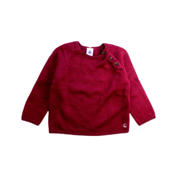 A Burgundy Knit Sweaters from Petit Bateau in size 12-18M for boy. (Front View)