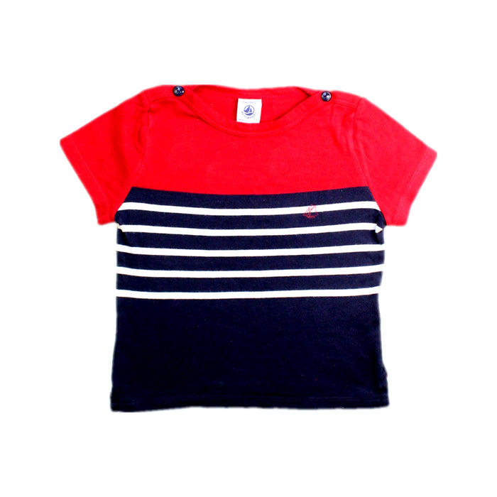 A Red Short Sleeve T Shirts from Petit Bateau in size 18-24M for boy. (Front View)