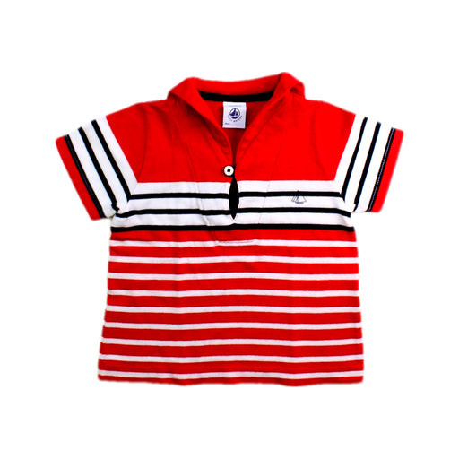 A Red Short Sleeve Polos from Petit Bateau in size 6-12M for boy. (Front View)