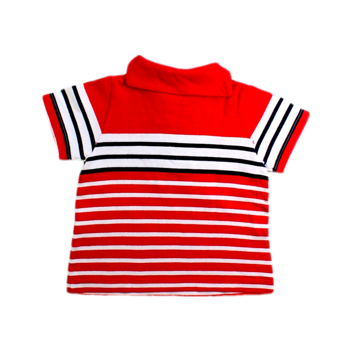 A Red Short Sleeve Polos from Petit Bateau in size 6-12M for boy. (Back View)