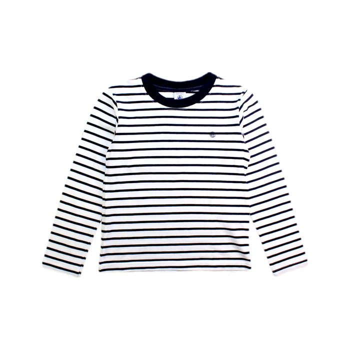 A White Long Sleeve T Shirts from Petit Bateau in size 6T for boy. (Front View)