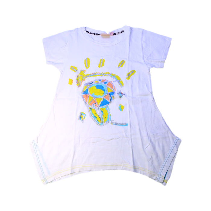 A White Short Sleeve Dresses from As Know As Ponpoko in size 5T for girl. (Front View)