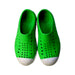 A Green Slip Ons from Native Shoes in size 4T for neutral. (Back View)