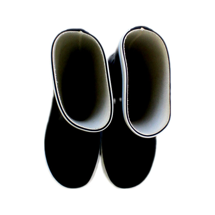 A Navy Rain Boots from Aigle in size 6T for neutral. (Back View)