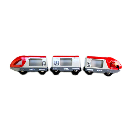 A Red Cars Trucks Trains & Remote Control from Brio in size 3T for boy. (Front View)