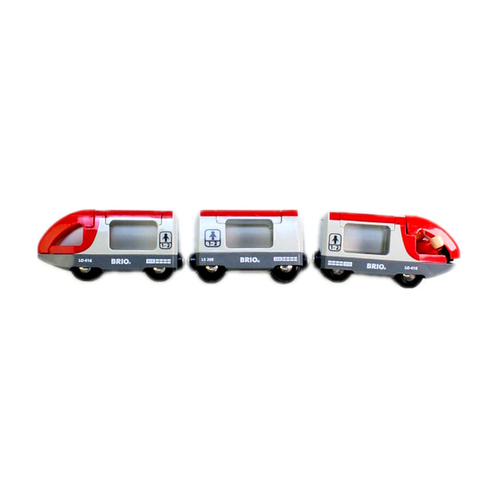 A Red Cars Trucks Trains & Remote Control from Brio in size 3T for boy. (Front View)