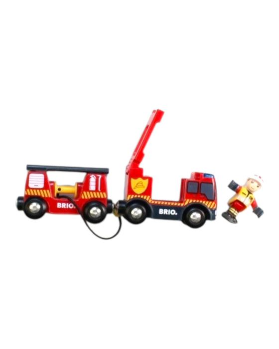 A Red Cars Trucks Trains & Remote Control from Brio in size 3T for boy. (Back View)