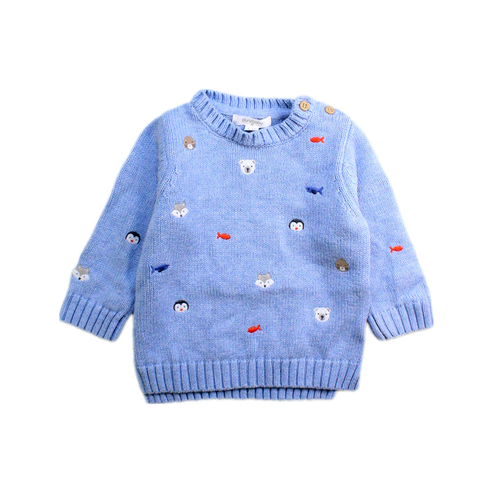 A Blue Knit Sweaters from purebaby in size 6-12M for boy. (Front View)