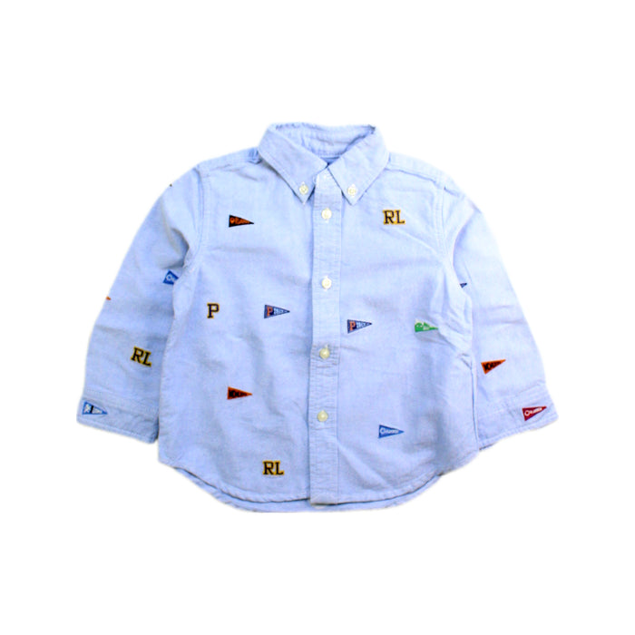 A Blue Long Sleeve Shirts from Ralph Lauren in size 12-18M for boy. (Front View)