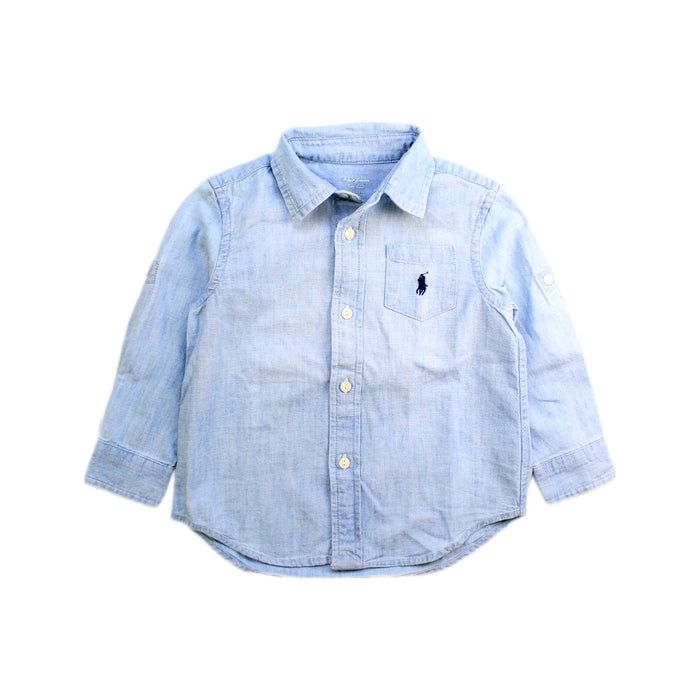 A Blue Long Sleeve Shirts from Ralph Lauren in size 12-18M for boy. (Front View)