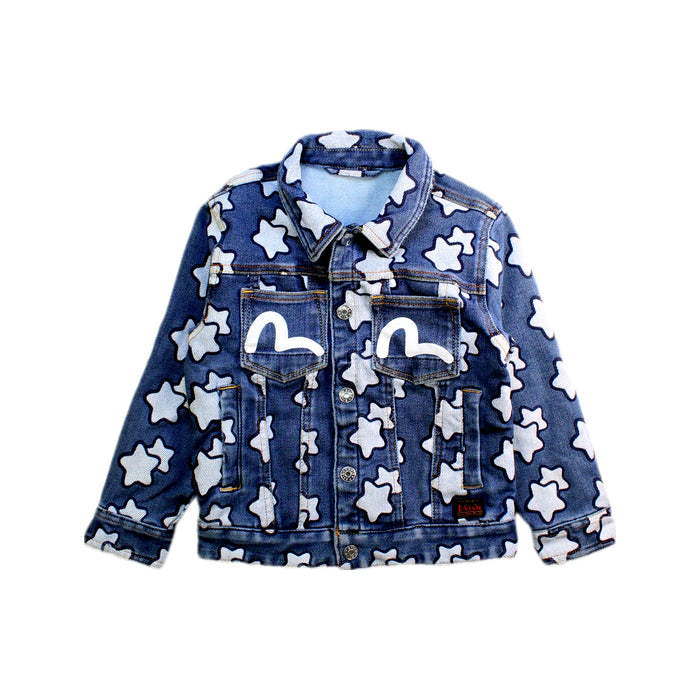 A Blue Lightweight Jackets from Evisu in size 4T for girl. (Front View)