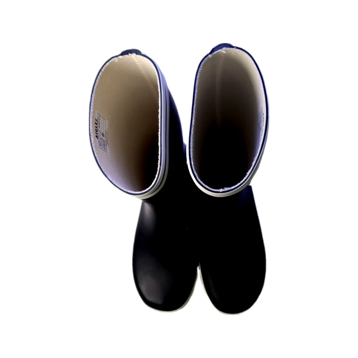 A Navy Rain Boots from Aigle in size 11Y for neutral. (Back View)