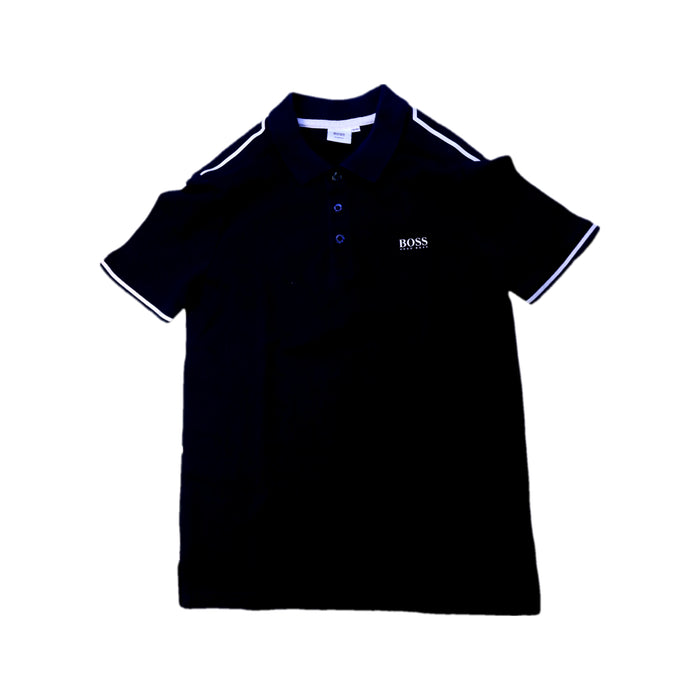 A Black Short Sleeve Polos from Boss in size 12Y for boy. (Front View)