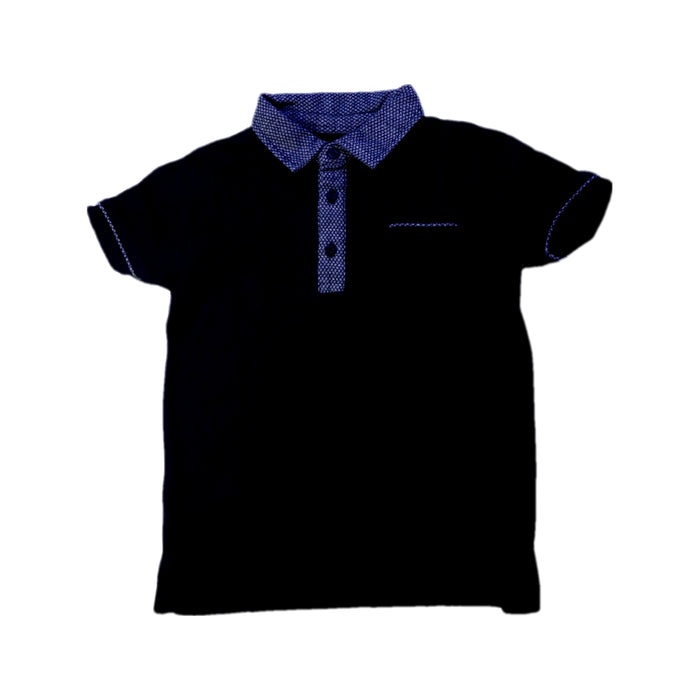 A Black Short Sleeve Polos from Mayoral in size 6T for boy. (Front View)