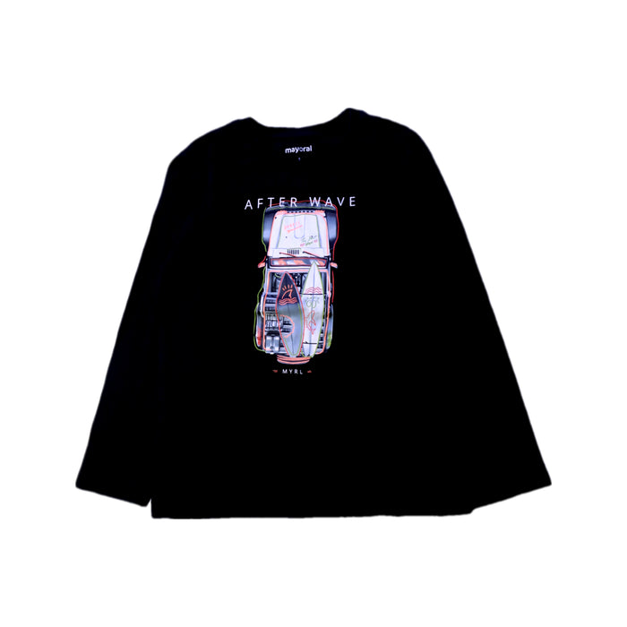 A Black Long Sleeve T Shirts from Mayoral in size 7Y for neutral. (Front View)