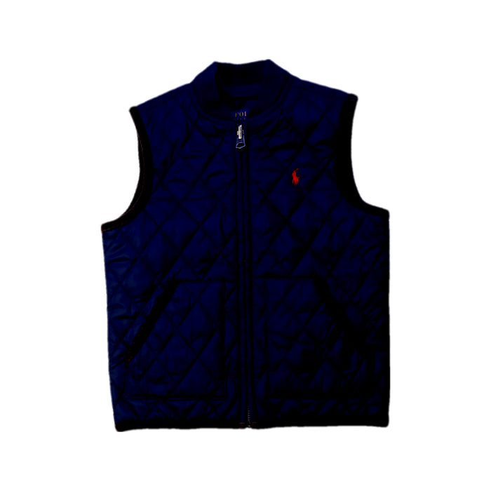 A Navy Outerwear Vests from Polo Ralph Lauren in size 5T for boy. (Front View)