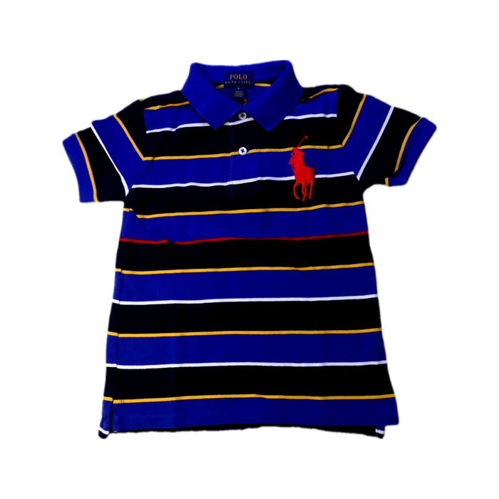 A Blue Short Sleeve Polos from Polo Ralph Lauren in size 6T for boy. (Front View)