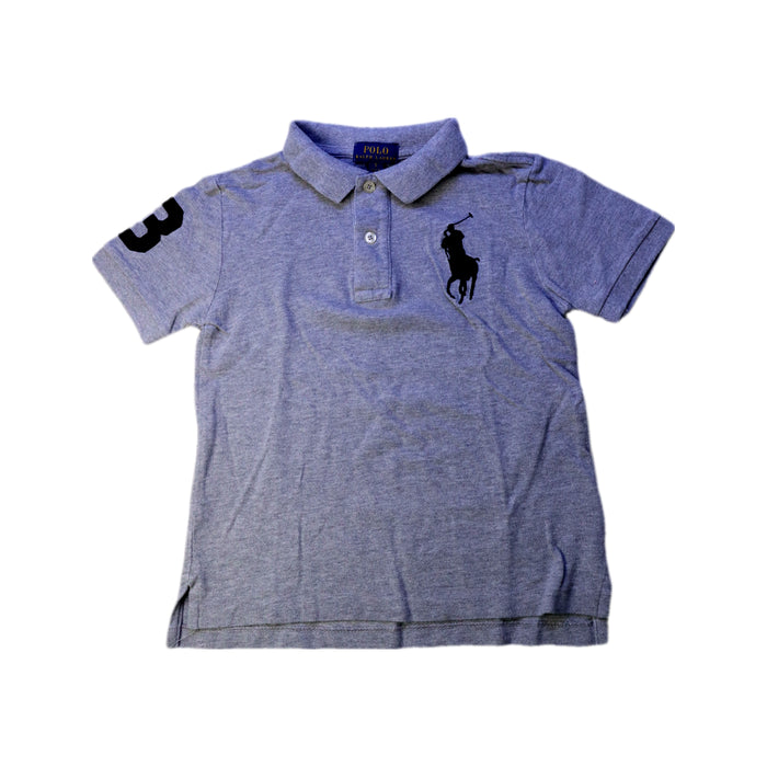 A Grey Short Sleeve Polos from Polo Ralph Lauren in size 5T for boy. (Front View)