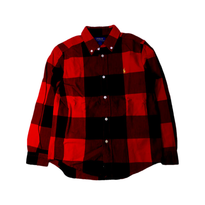 A Red Long Sleeve Shirts from Polo Ralph Lauren in size 7Y for boy. (Front View)