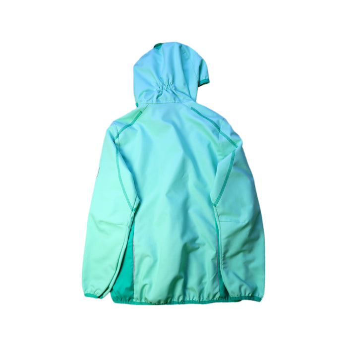 A Green Rain Jackets from Jack Wolfskin in size 10Y for boy. (Back View)