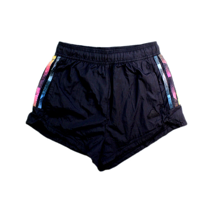 A Black Active Shorts from Adidas in size 13Y for girl. (Front View)