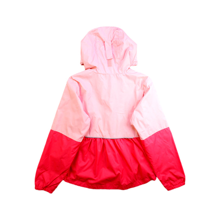 A Pink Rain Jackets from Columbia in size 8Y for girl. (Back View)