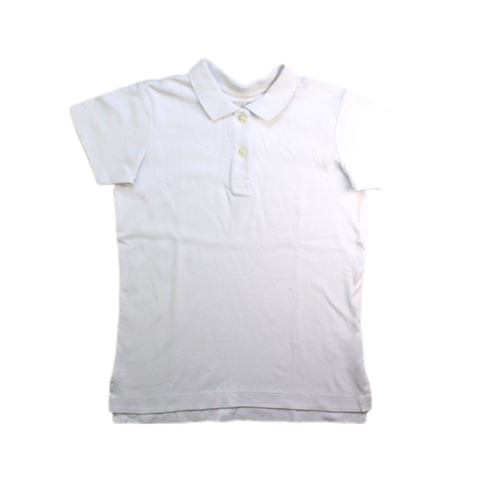 A White Short Sleeve Polos from Lands' End in size 7Y for boy. (Front View)