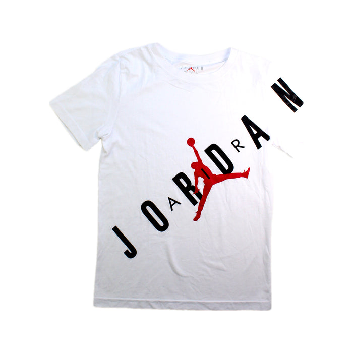 A White Short Sleeve T Shirts from Air Jordan in size 10Y for boy. (Front View)