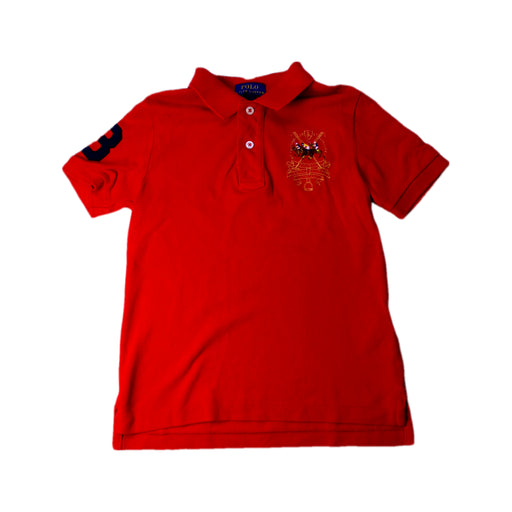 A Red Short Sleeve Polos from Polo Ralph Lauren in size 5T for boy. (Front View)