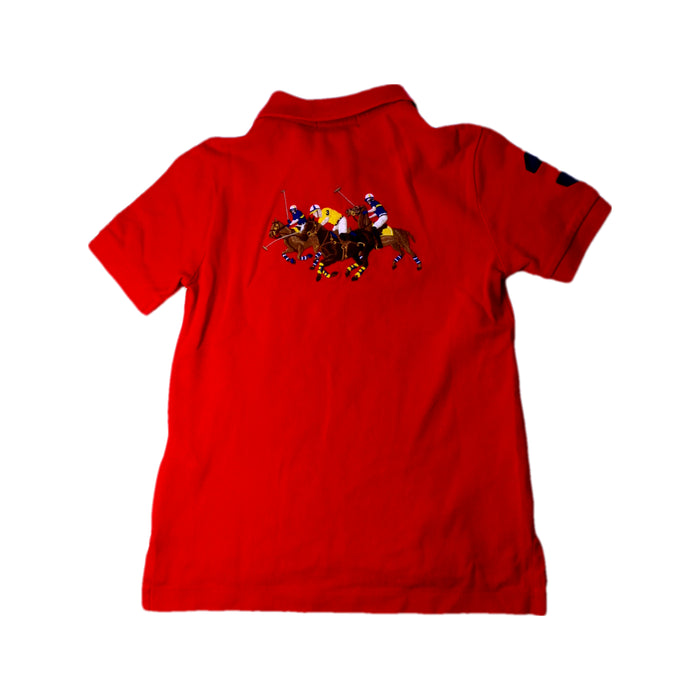 A Red Short Sleeve Polos from Polo Ralph Lauren in size 5T for boy. (Back View)