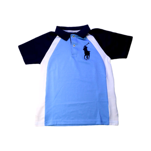 A Blue Short Sleeve Polos from Polo Ralph Lauren in size 5T for boy. (Front View)