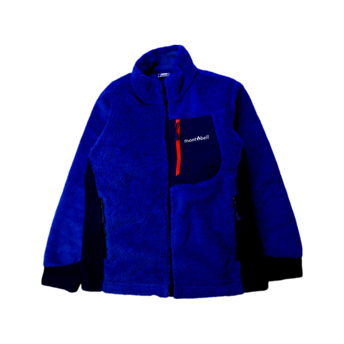 A Blue Lightweight Jackets from Mont-bell in size 7Y for boy. (Front View)