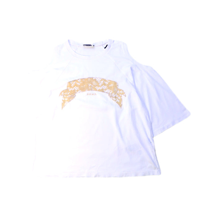 A White Short Sleeve T Shirts from Diesel in size 8Y for girl. (Front View)